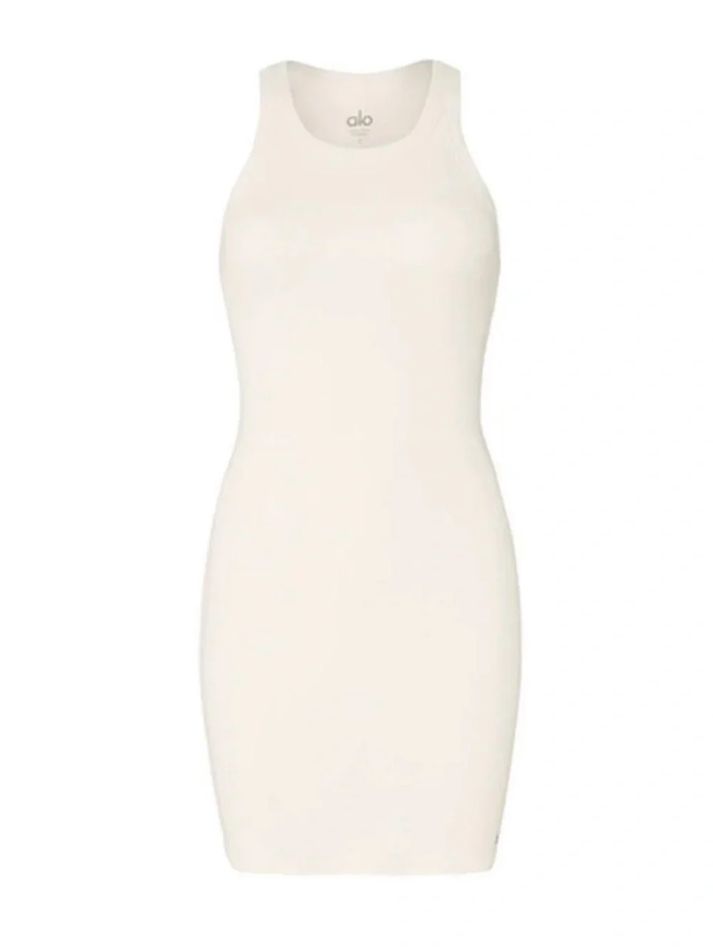 Alo Yoga Goddess Ribbed Go-To Dress in Ivory
